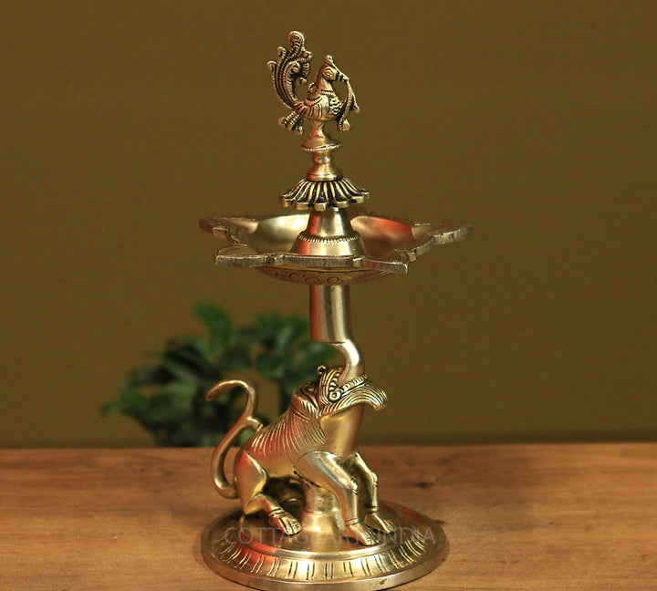 Brass Yali Oil Lamp