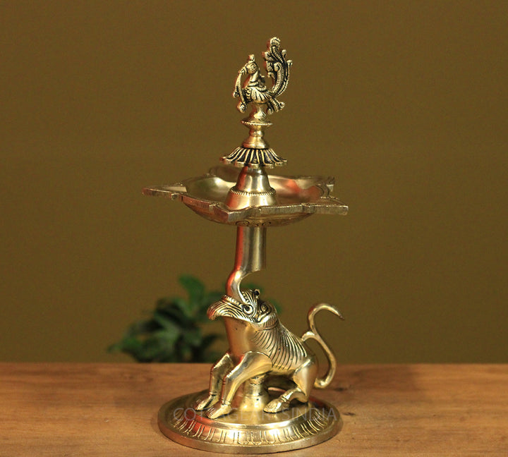 Brass Yali Oil Lamp