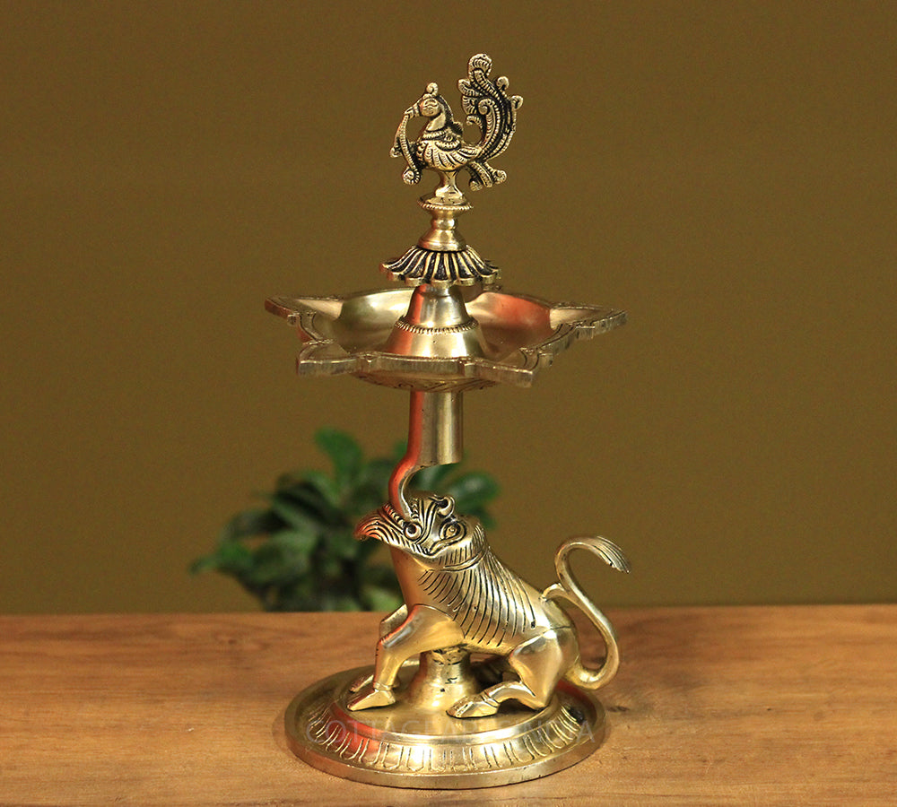 Brass Yali Oil Lamp