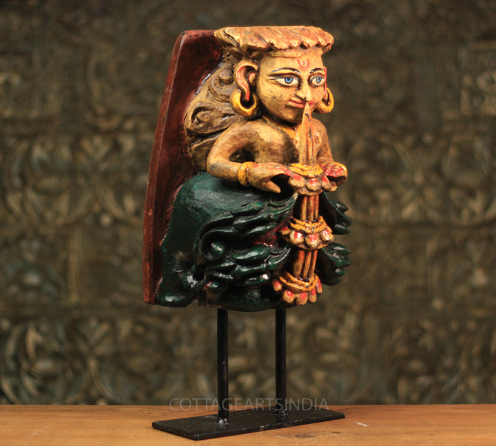Vintage Wood /Stone Musician Apsara