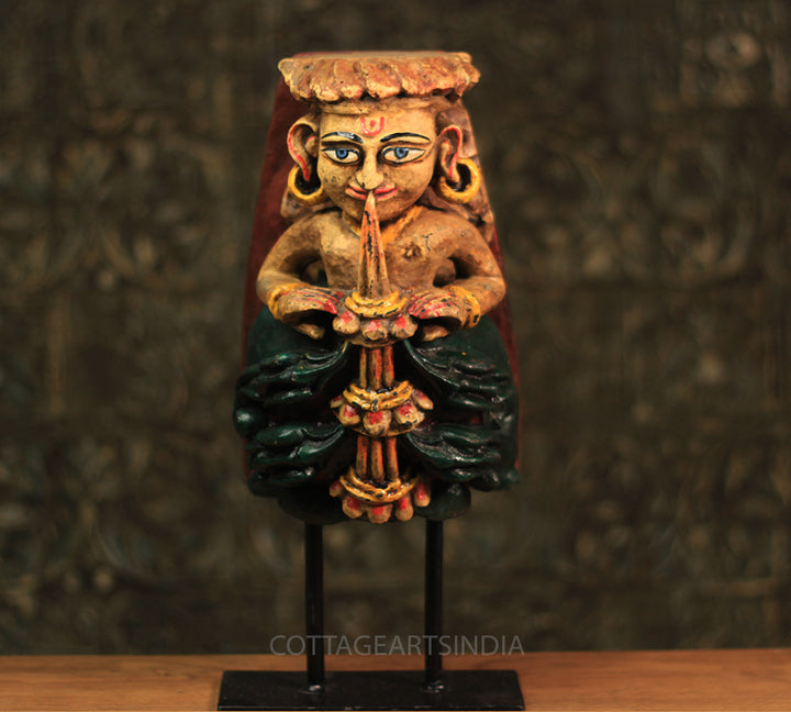 Vintage Wood /Stone Musician Apsara