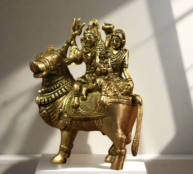 Brass Shiva Parvati on Bull
