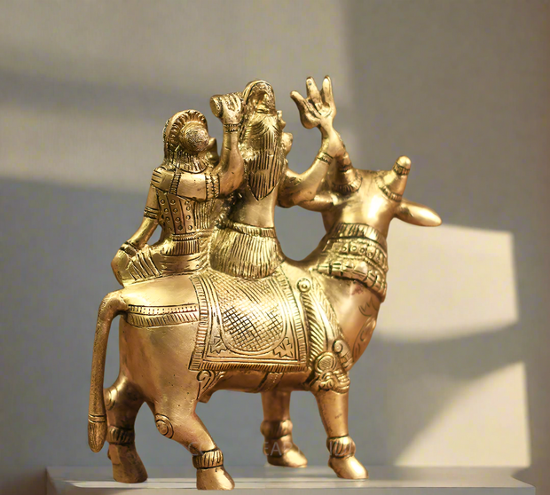 Brass Shiva Parvati on Bull