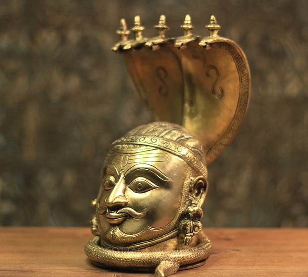 Brass Shiva Mukhlingam With Nagabharanam