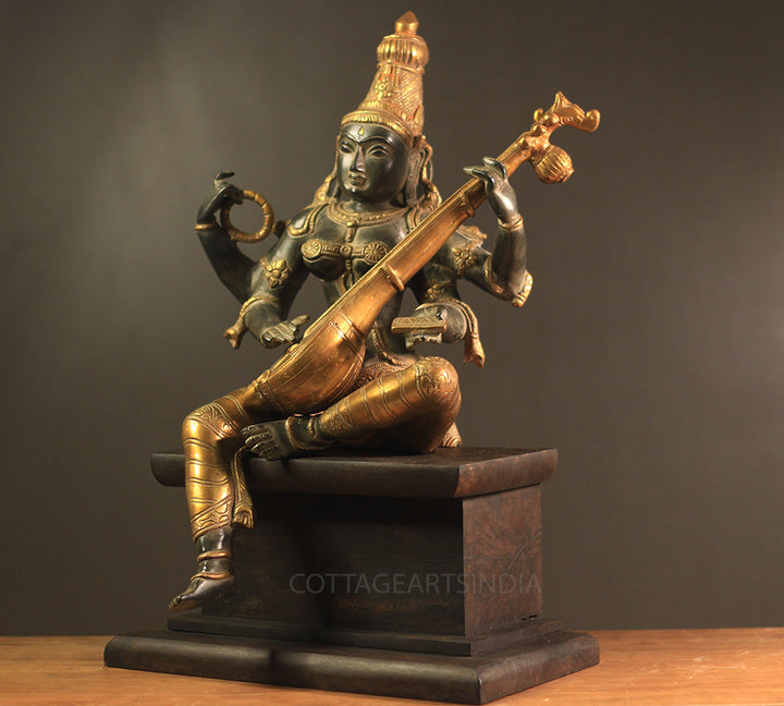 Brass Saraswati Vintage Black