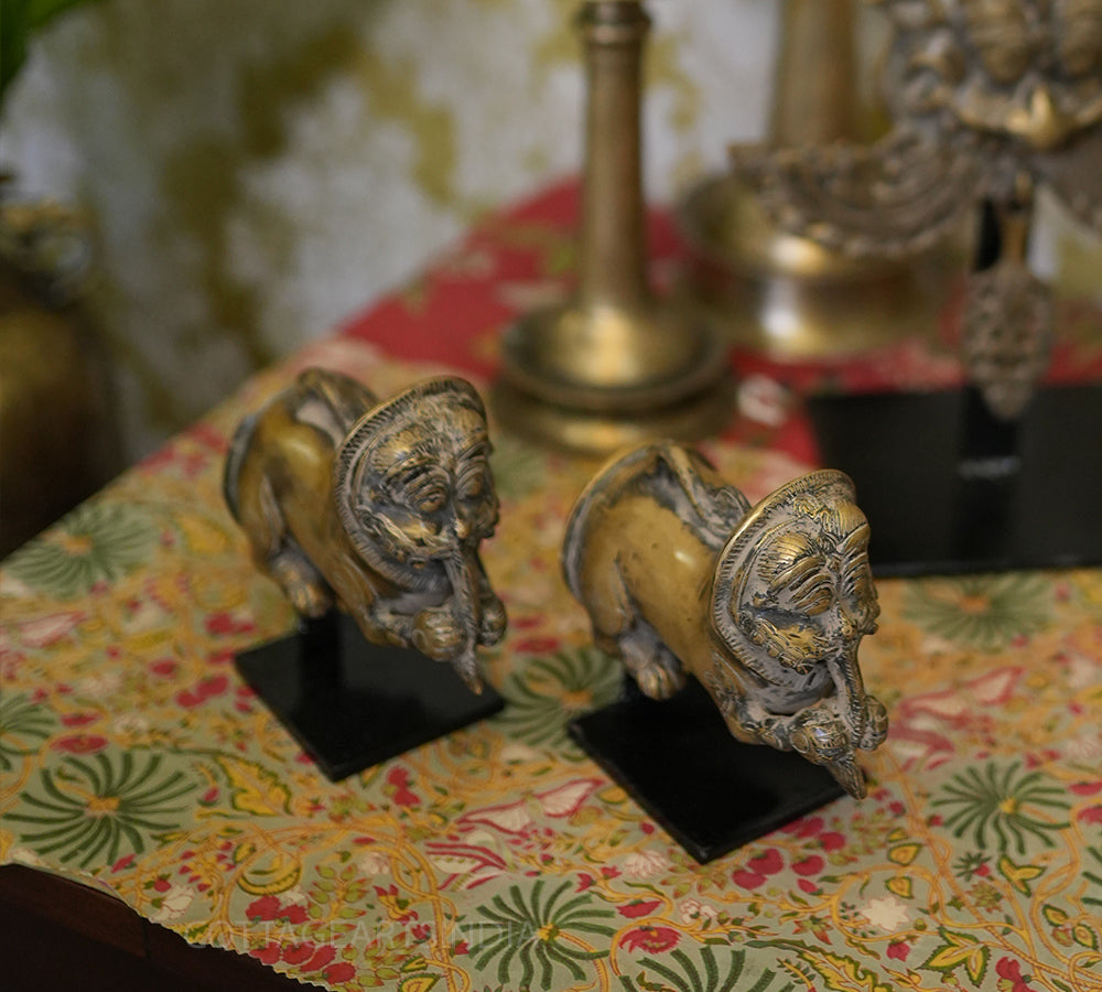 Brass Vintage Finish Palanquin Kirtimukha on Stand
