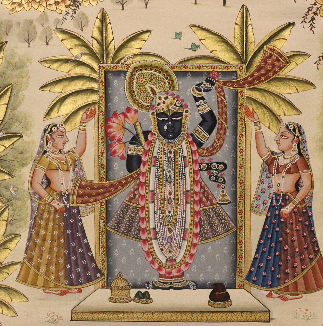 Shrinathji And Gopis In Golden Vrindavan