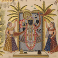 Shrinathji And Gopis In Golden Vrindavan