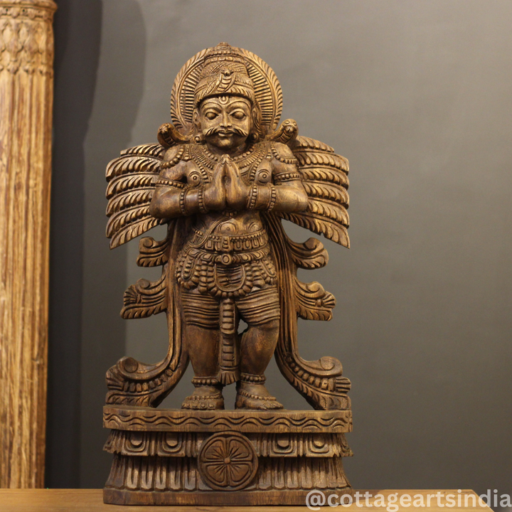 Wooden Hand-Carved Garuda Statue 24"