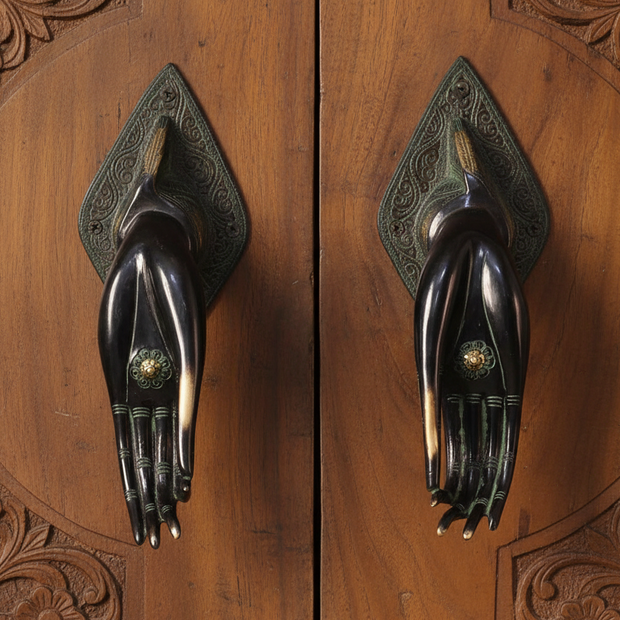 Brass Hand Wall Decor Pair | Blessing & Meditation Hands