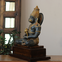 Brass Meditating Hanuman – Matte Black and Antique Gold Finish