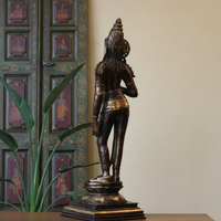 Brass Uma Parvati Sculpture 27" | Chola Inspired South Indian Goddess Statue