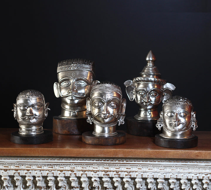 Set of Five Brass Mukhlingams in Silver Finish