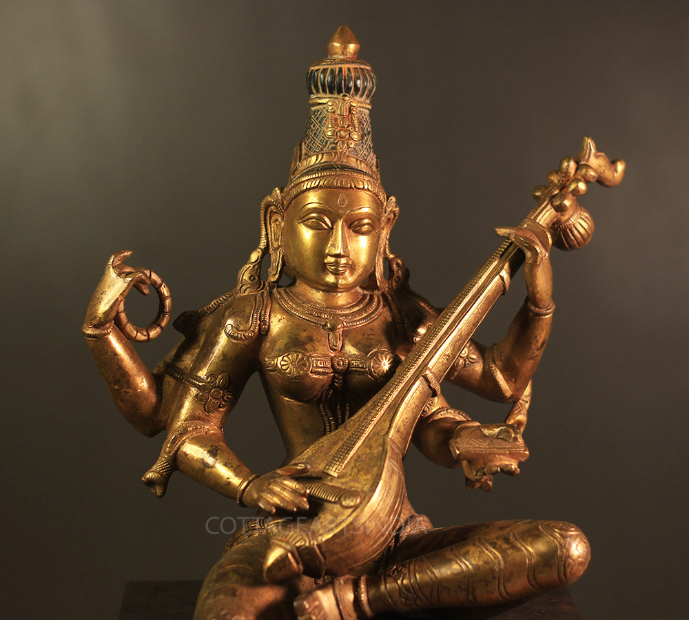 Brass Saraswati Vintage Finish