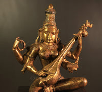 Brass Saraswati Vintage Finish
