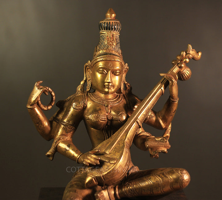 Brass Saraswati Vintage Finish