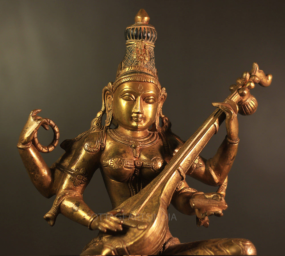 Brass Saraswati Vintage Finish