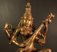 Brass Saraswati Vintage Finish