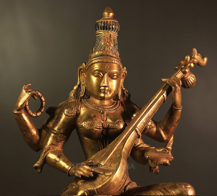 Brass Saraswati Vintage Finish