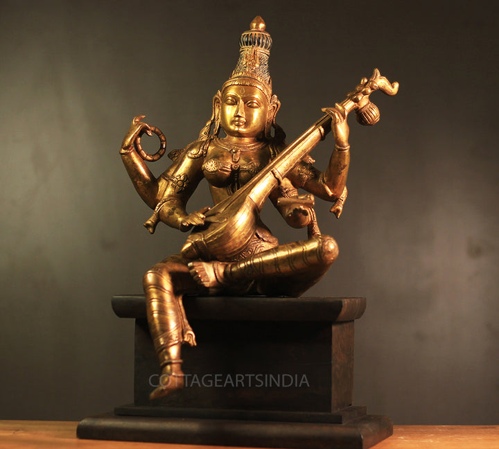 Brass Saraswati Vintage Finish