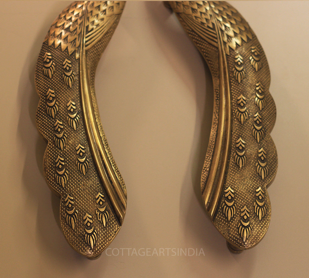 Brass Peacock Door Handles _Pair