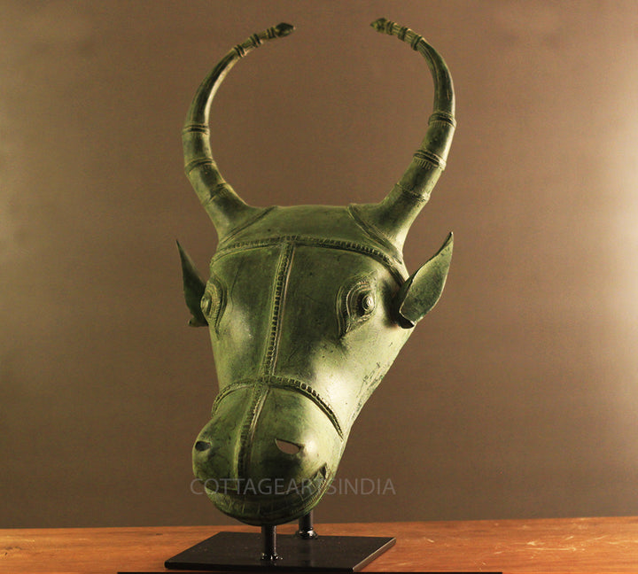 Brass Rustic Bull Head Table Decor