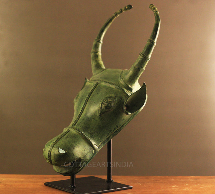 Brass Rustic Bull Head Table Decor