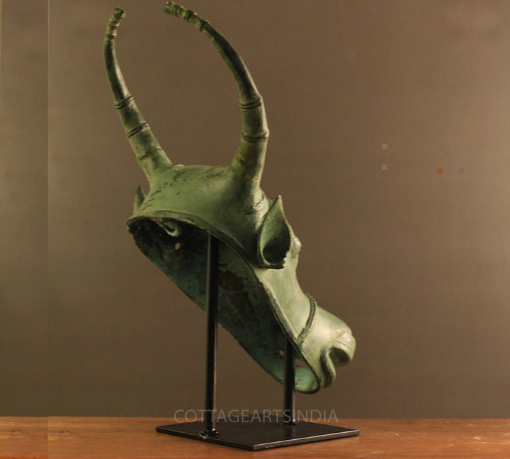 Brass Rustic Bull Head Table Decor