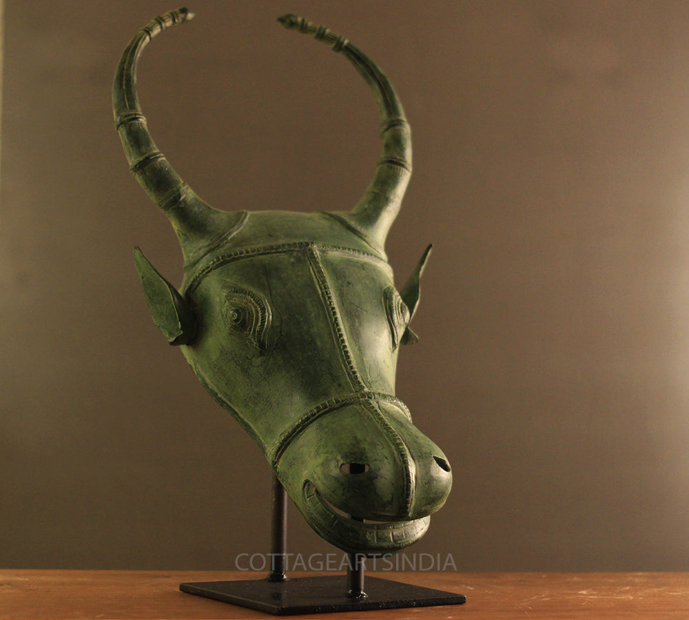 Brass Rustic Bull Head Table Decor