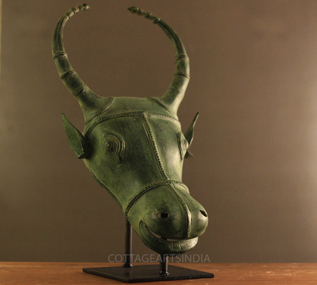Brass Rustic Bull Head Table Decor