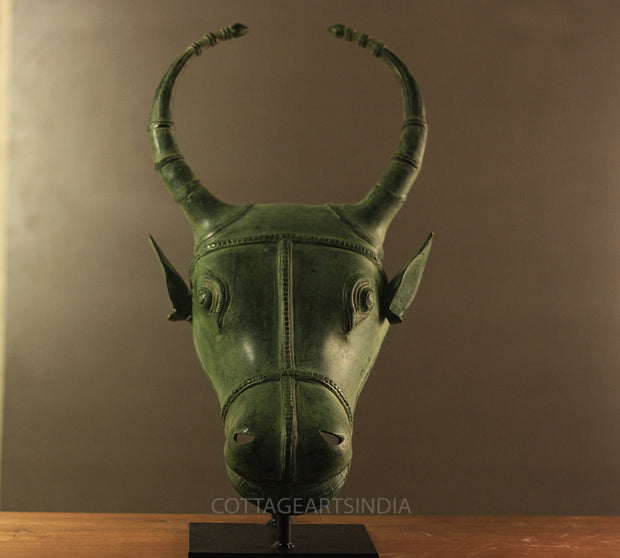 Brass Rustic Bull Head Table Decor