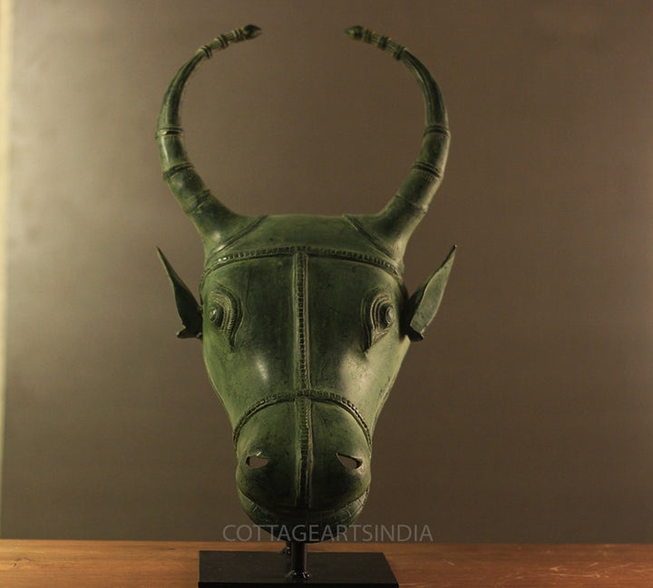 Brass Rustic Bull Head Table Decor