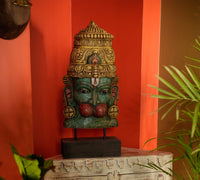 Wooden Hanuman Mask on Stand