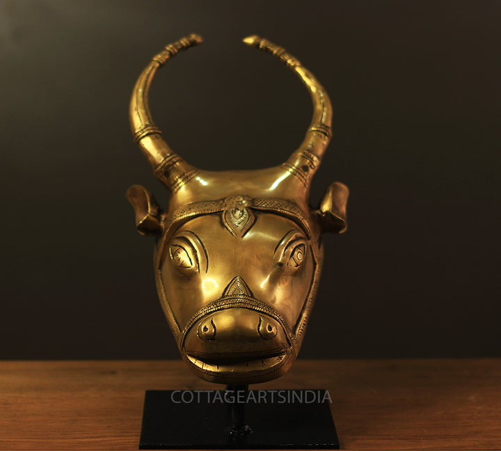 Brass Cow Mask Table Decor