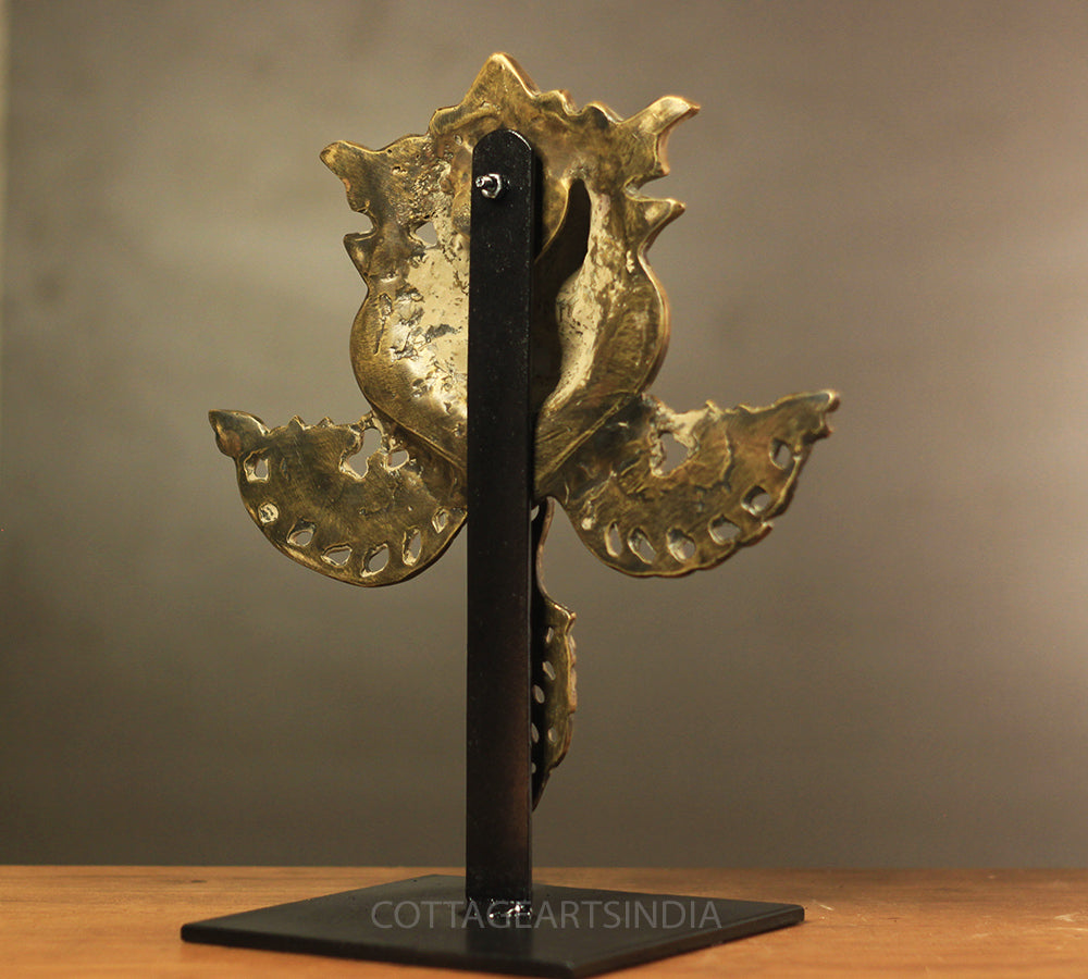 Brass Vintage Finish Kirtmukha Mask on Stand