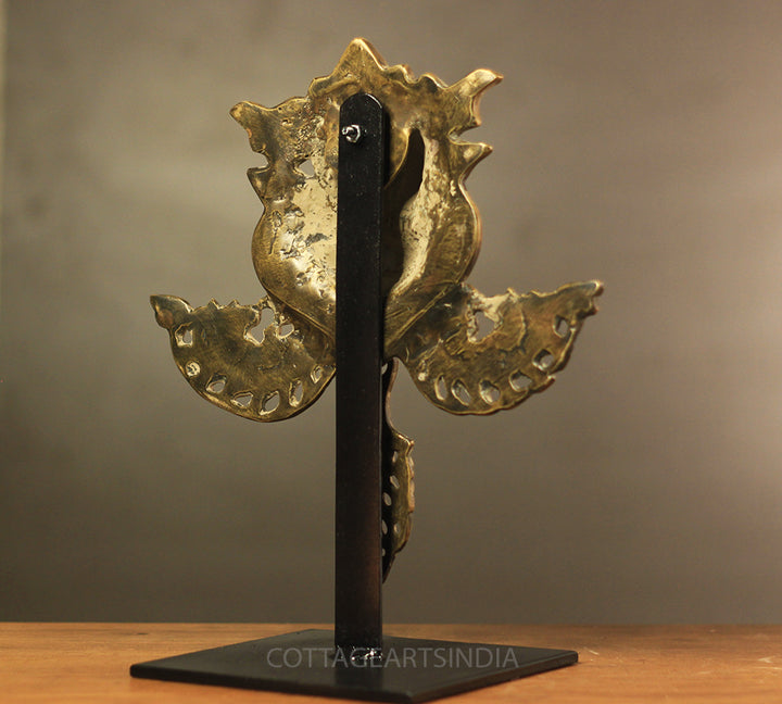 Brass Vintage Finish Kirtmukha Mask on Stand