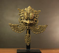 Brass Vintage Finish Kirtmukha Mask on Stand