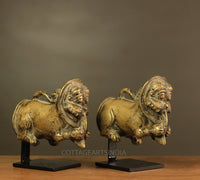 Brass Vintage Finish Palanquin Kirtimukha on Stand