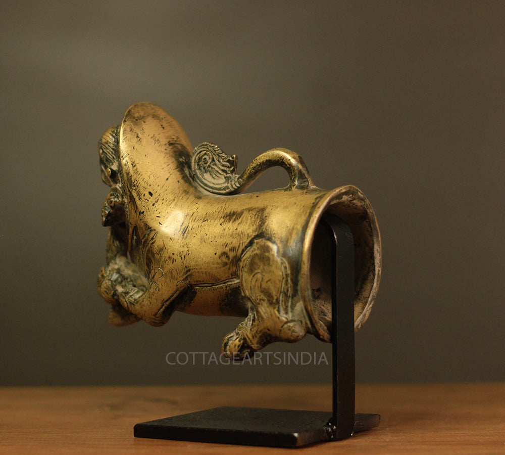 Brass Vintage Finish Palanquin Kirtimukha on Stand