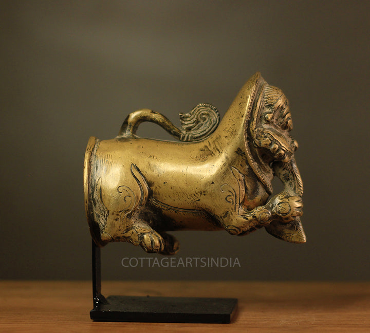 Brass Vintage Finish Palanquin Kirtimukha on Stand