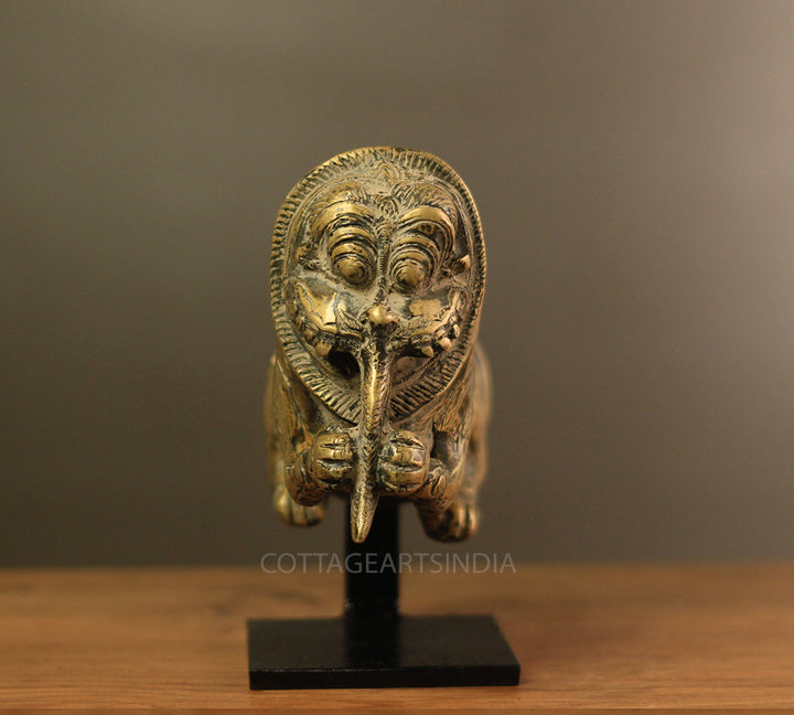 Brass Vintage Finish Palanquin Kirtimukha on Stand