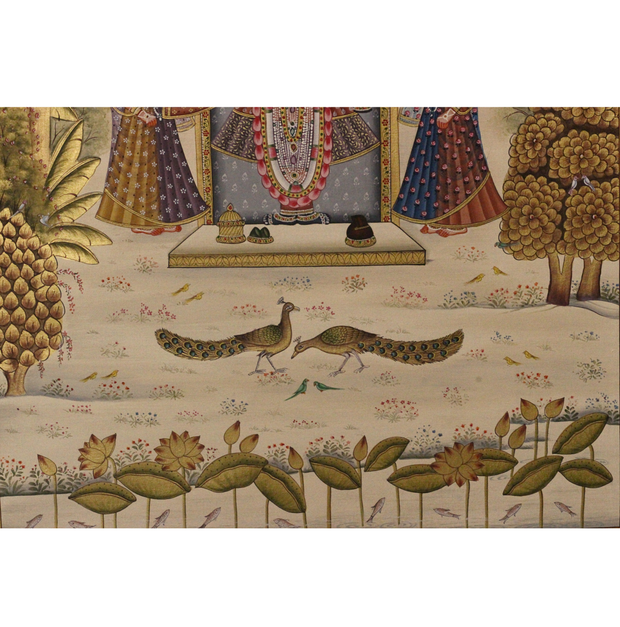 Shrinathji And Gopis In Golden Vrindavan