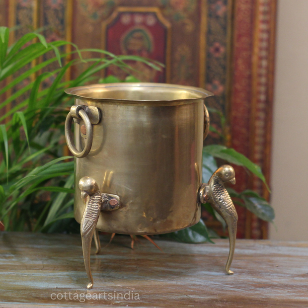 Brass Vintage Carved Planter