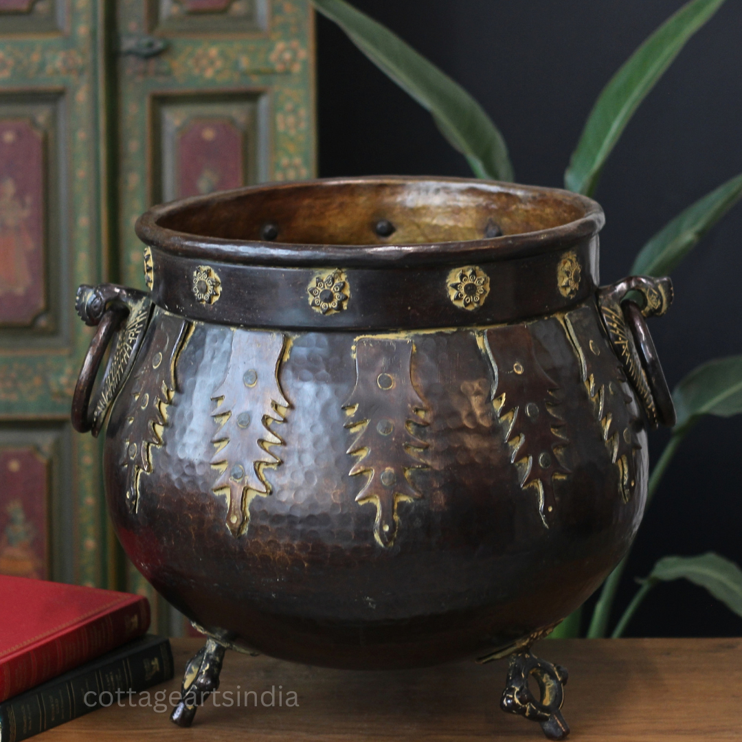 Vintage Brass Planter – Antique Repurposed Brass Pot
