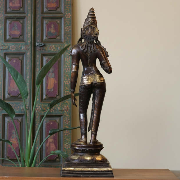 Handcrafted Uma Parvati Sculpture 27" | Chola Inspired South Indian Goddess Statue