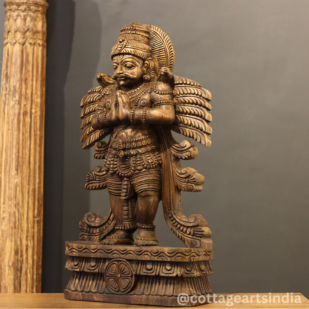 Wooden Hand-Carved Garuda Statue 24"