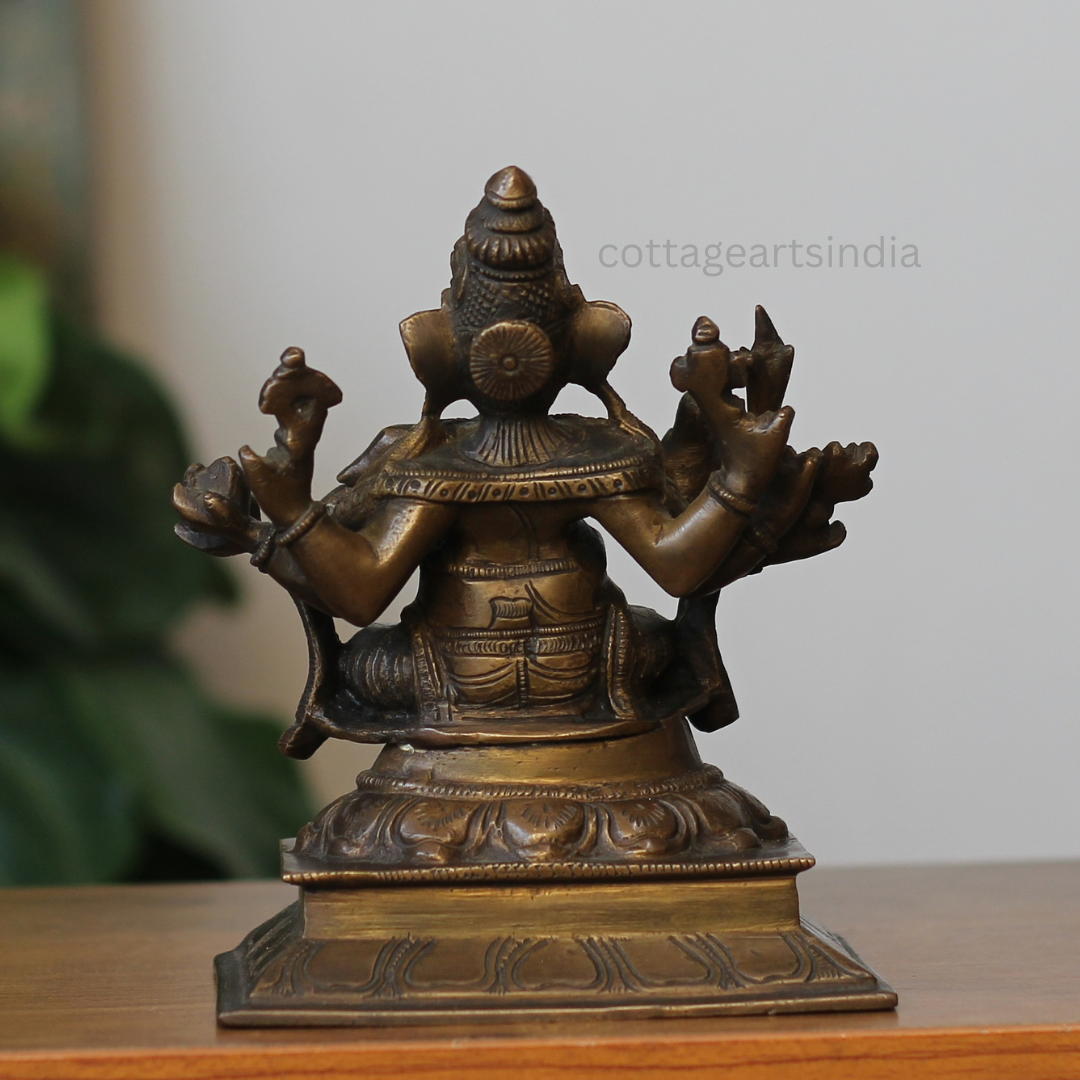 Handcrafted Brass Panchamukhi Ganesha Statue – Antique Finish