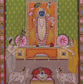 Shrinathji Pichwai Painting with Devotees and Cows