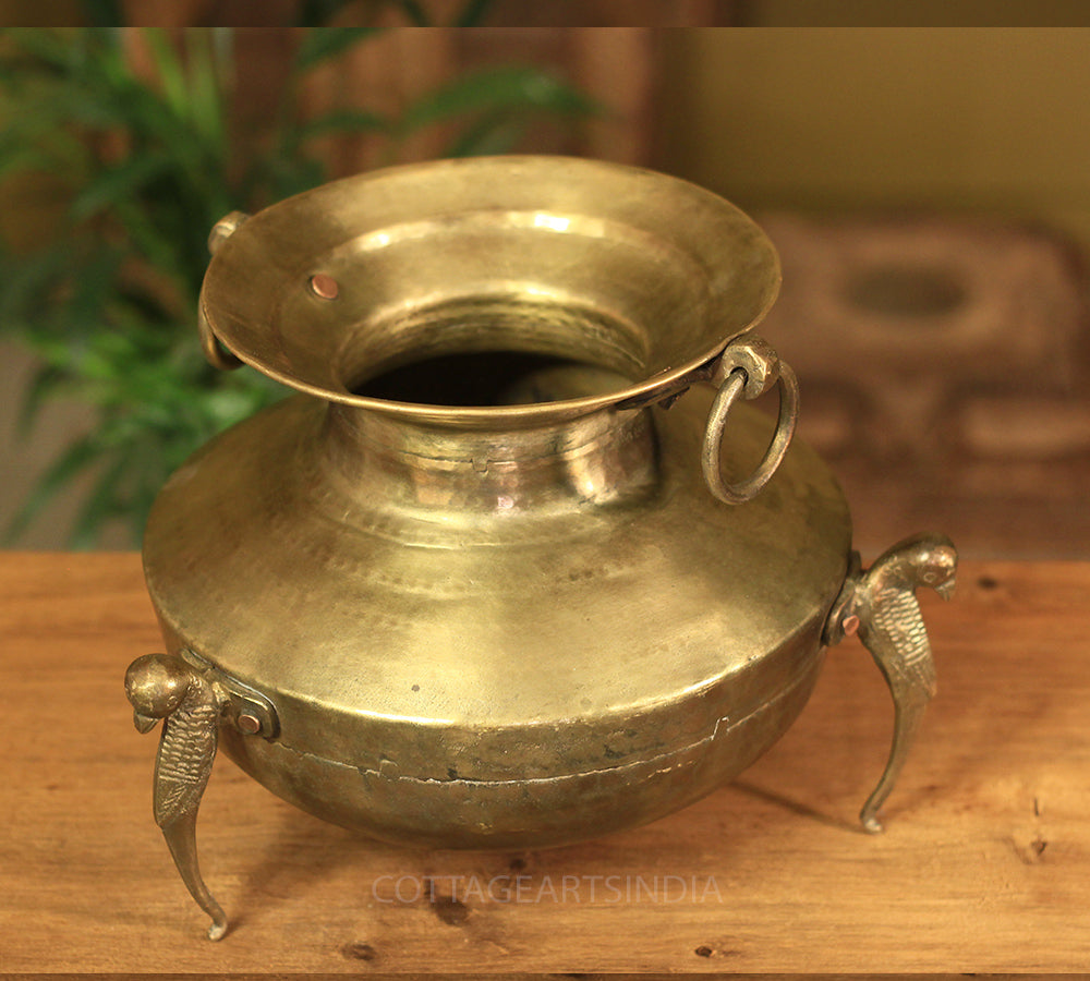 Brass Vintage Carved Planter