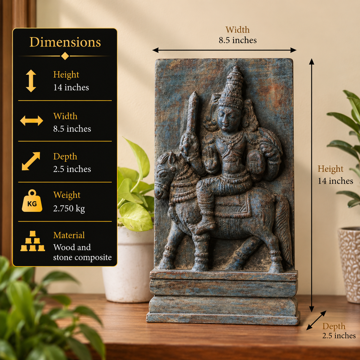 Vintage Wood /Stone Shiva Idol